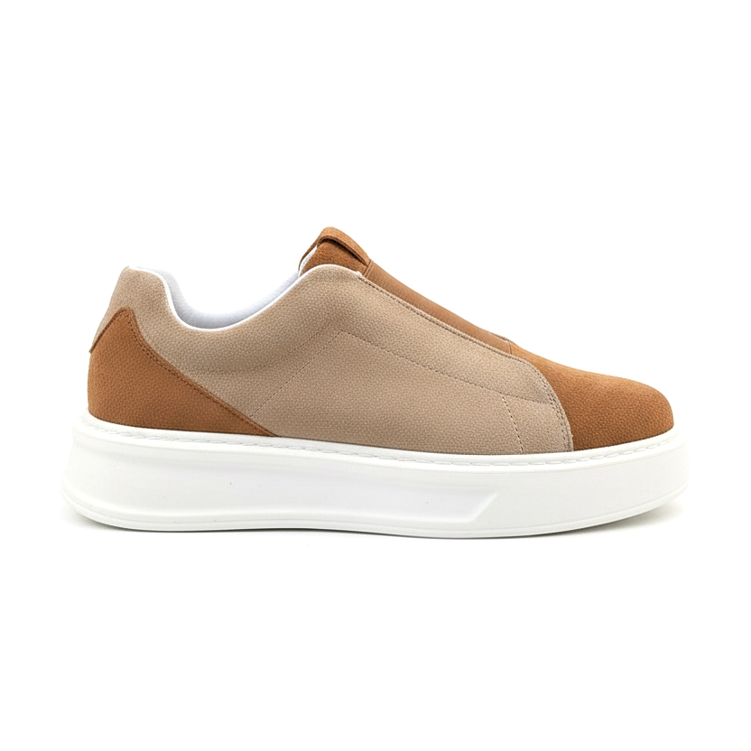 ZRJ007 Alba Yüksek Kalite Lastikli Günlük Erkek Sneaker - Taba Vizon