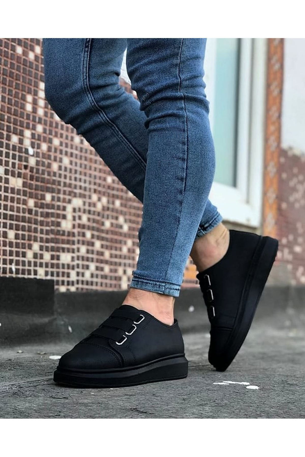 ZRJ026 Premium Erkek Günlük Lastikli Sneaker - Siyah