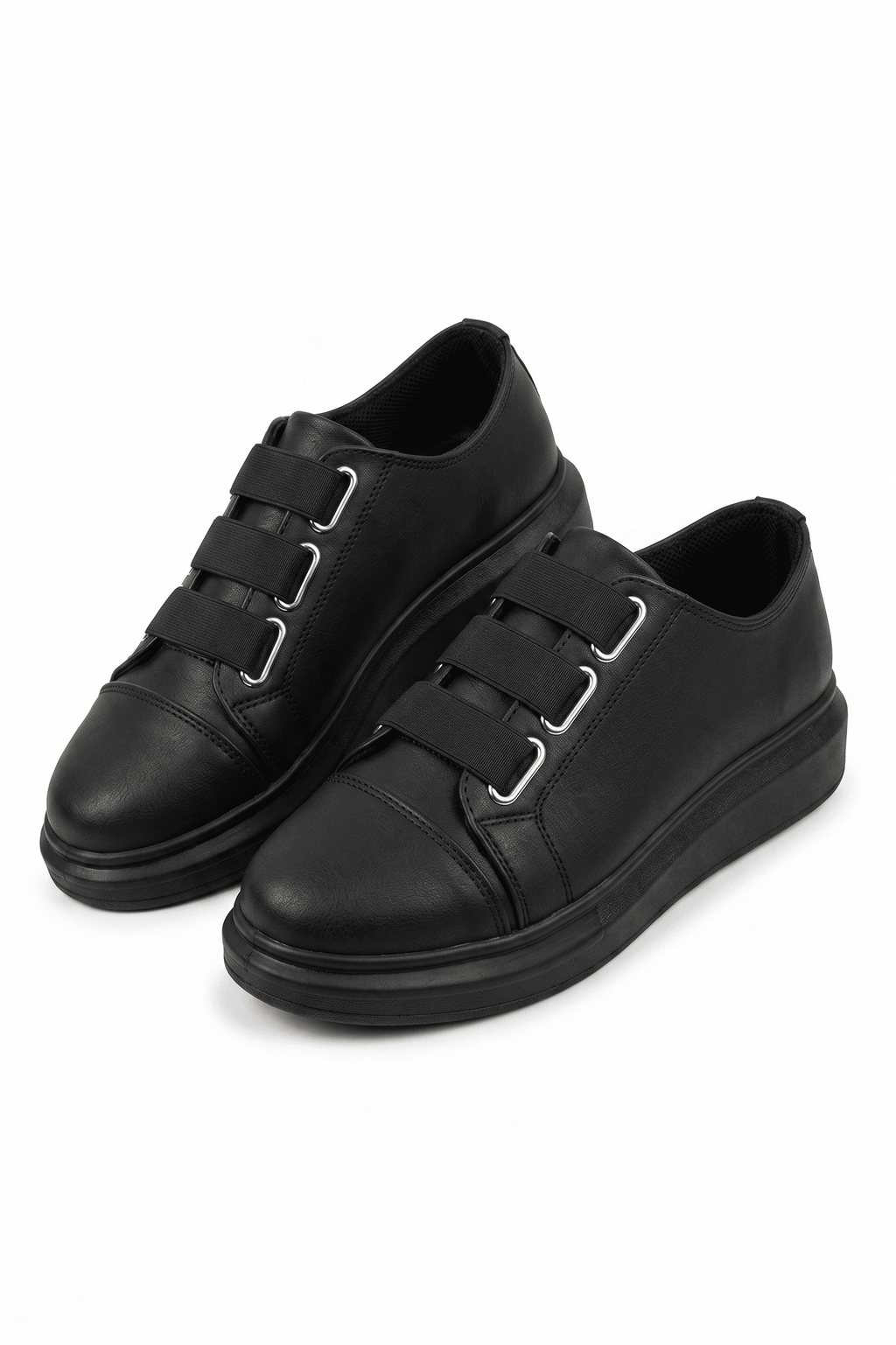 ZRJ026 Premium Erkek Günlük Lastikli Sneaker - Siyah