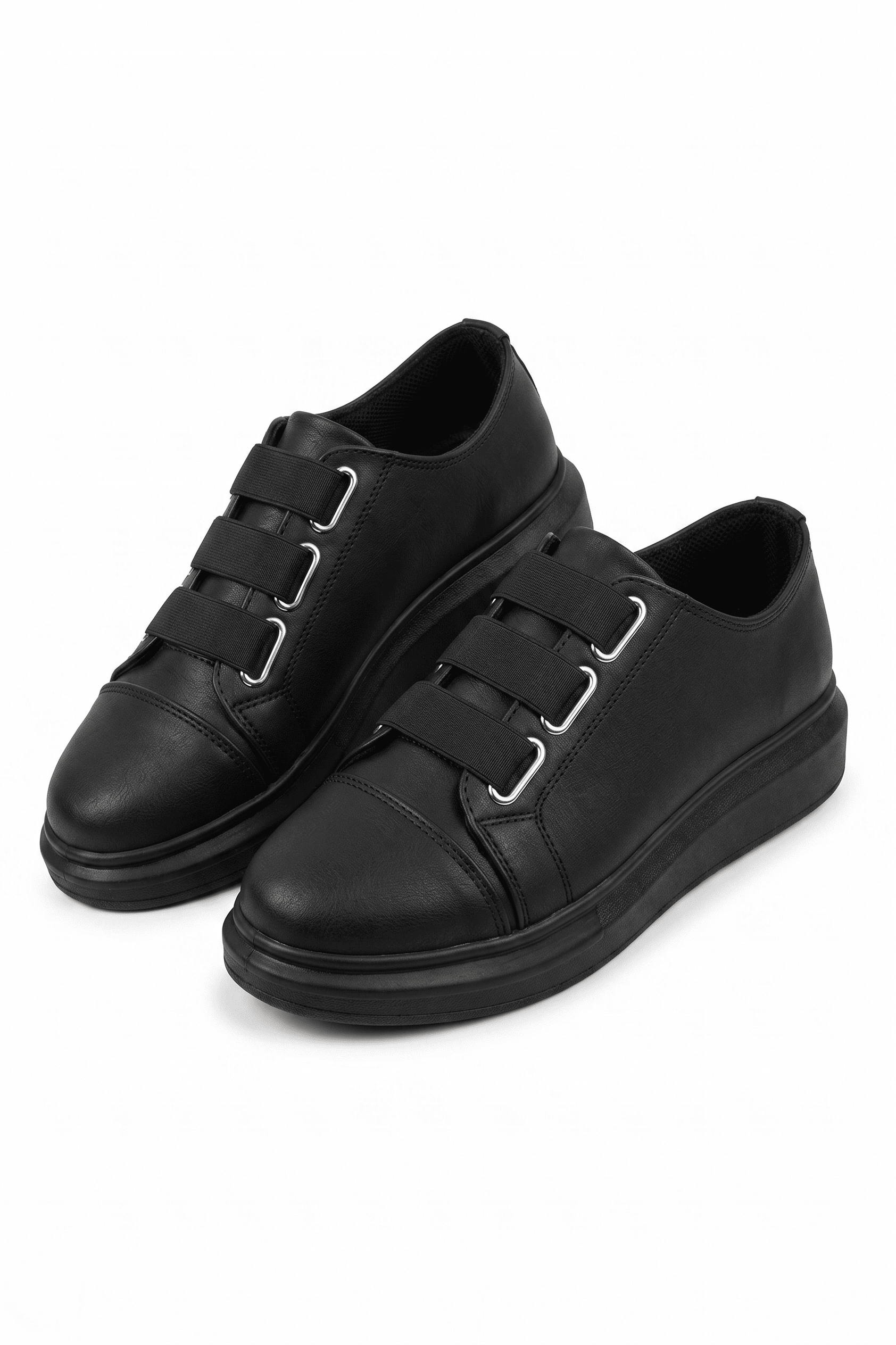 ZRJ026 Premium Erkek Günlük Lastikli Sneaker - Siyah