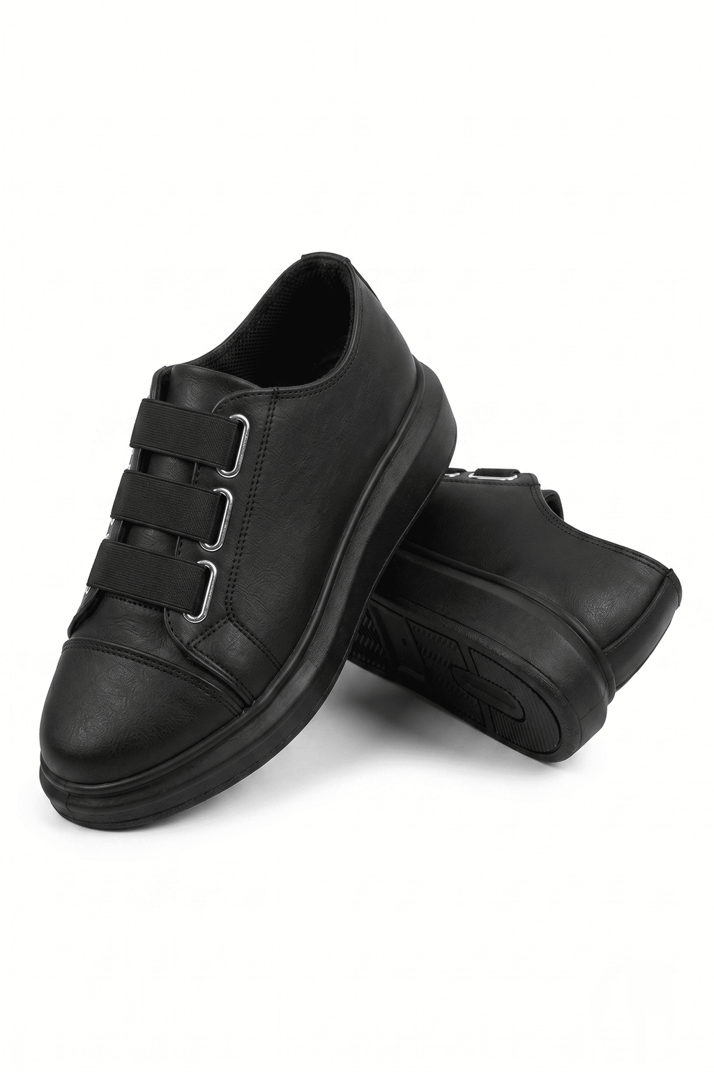 ZRJ026 Premium Erkek Günlük Lastikli Sneaker - Siyah