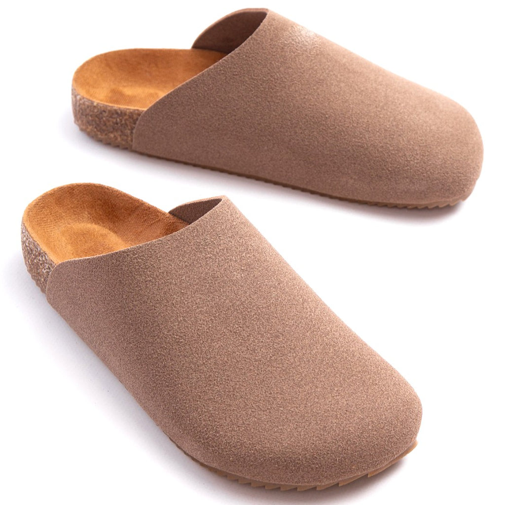 ZRJ0556 Bağcıksız Hakiki Süet Deri Erkek Günlük Mantar Taban Loafer Terlik Ayakkabı - Bej