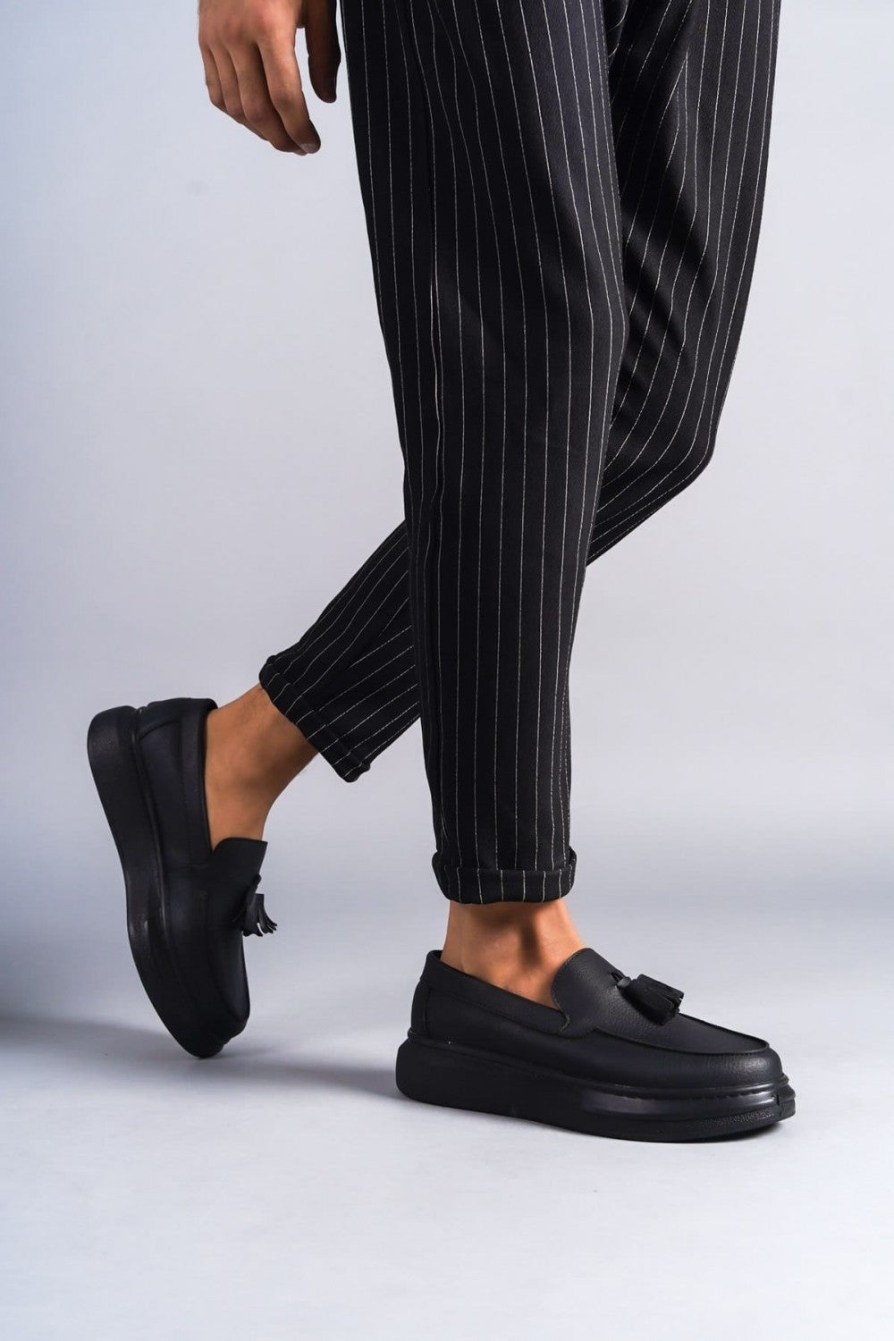 ZRJ154 Premium Bağcıksız Püsküllü Erkek Günlük Loafer - Siyah