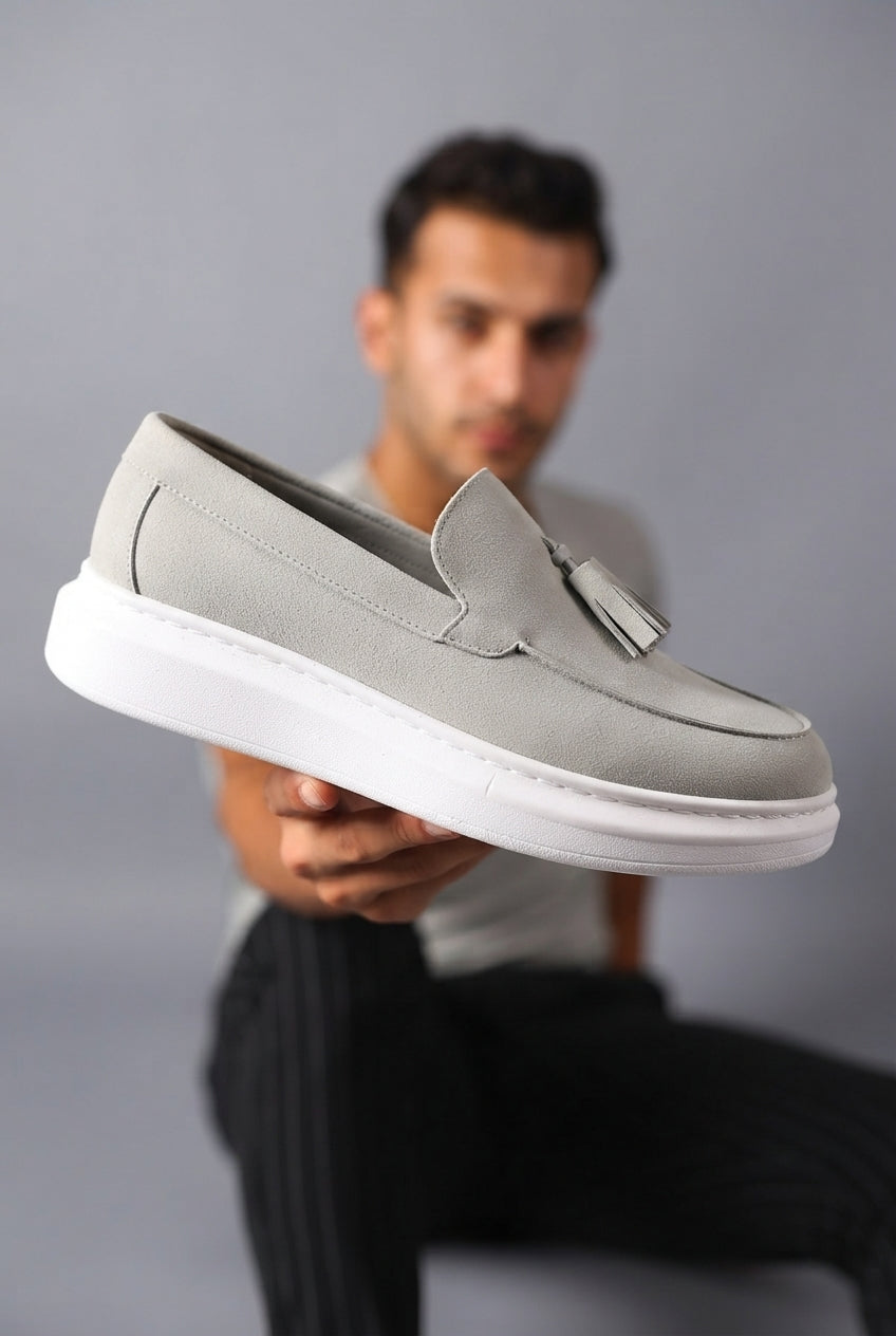 JY154 Blaze Laceless Tasseled Men's Casual Classic Shoes - Suede Gray