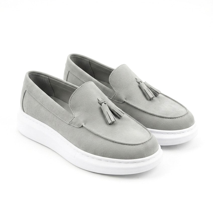 JY154 Blaze Laceless Tasseled Men's Casual Classic Shoes - Suede Gray