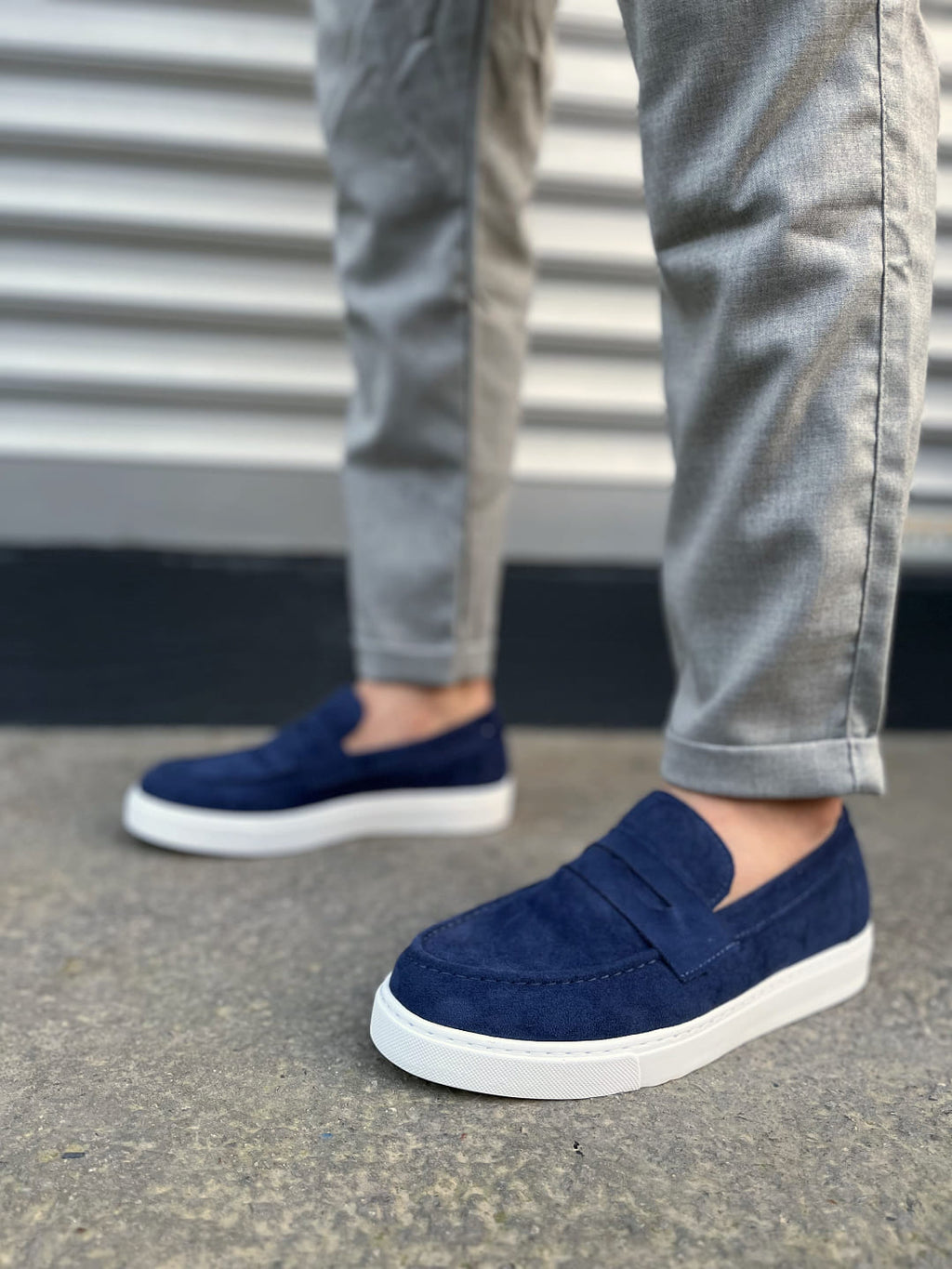 ZRJ180 Estilo X Exclusive Bağcıksız Süet Erkek Günlük Klasik Loafer- Lacivert