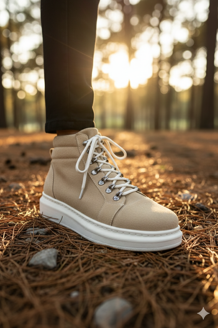 ZRJ206 Bağcıklı Krem Süet Erkek Spor Bot