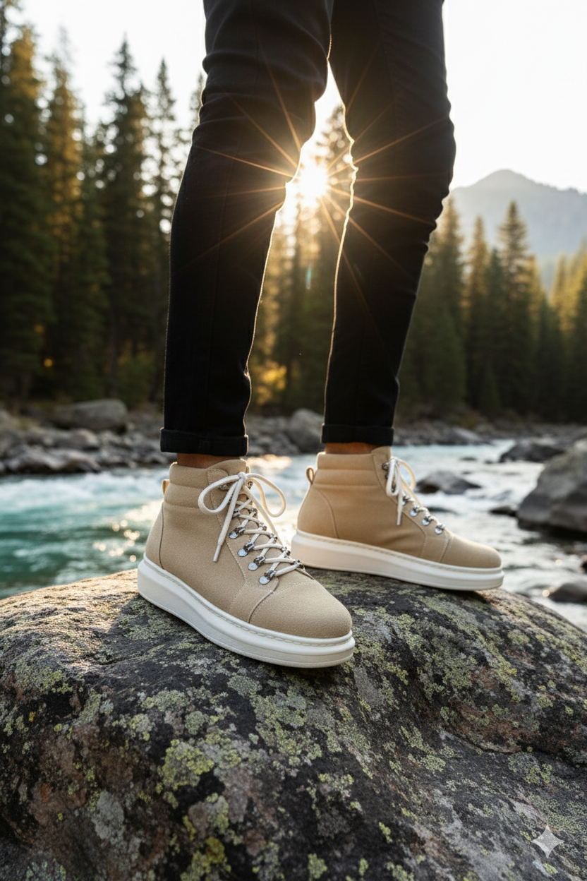 ZRJ206 Bağcıklı Krem Süet Erkek Spor Bot