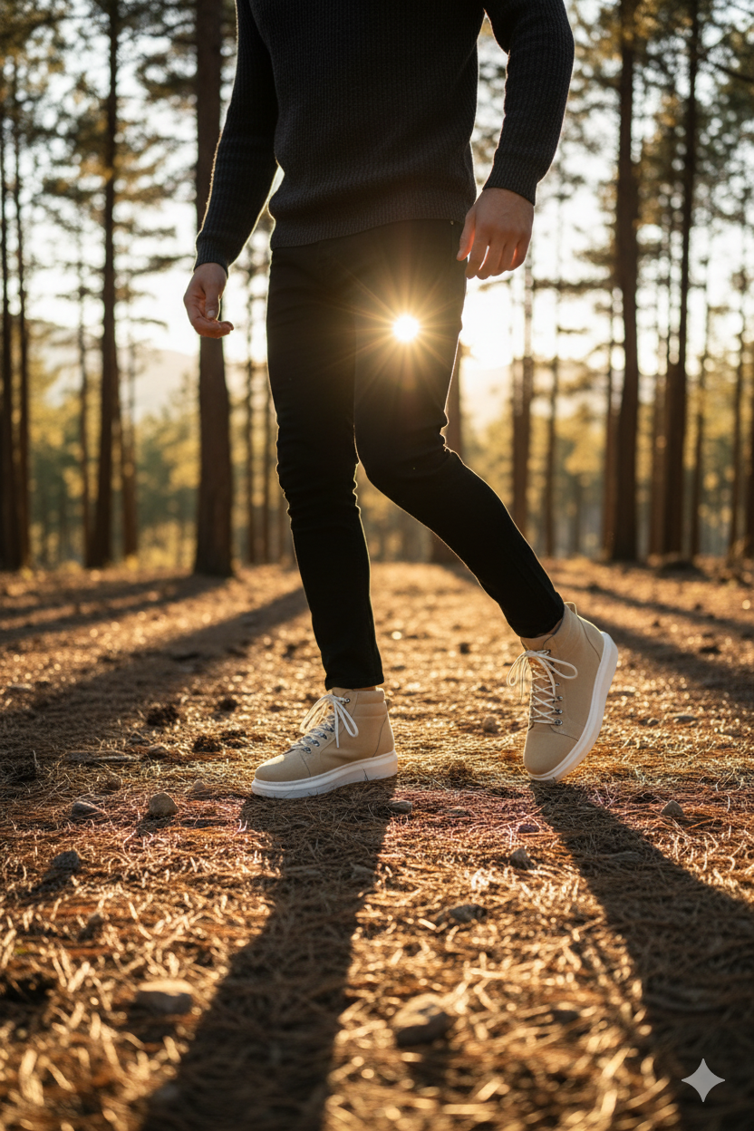 ZRJ206 Bağcıklı Krem Süet Erkek Spor Bot