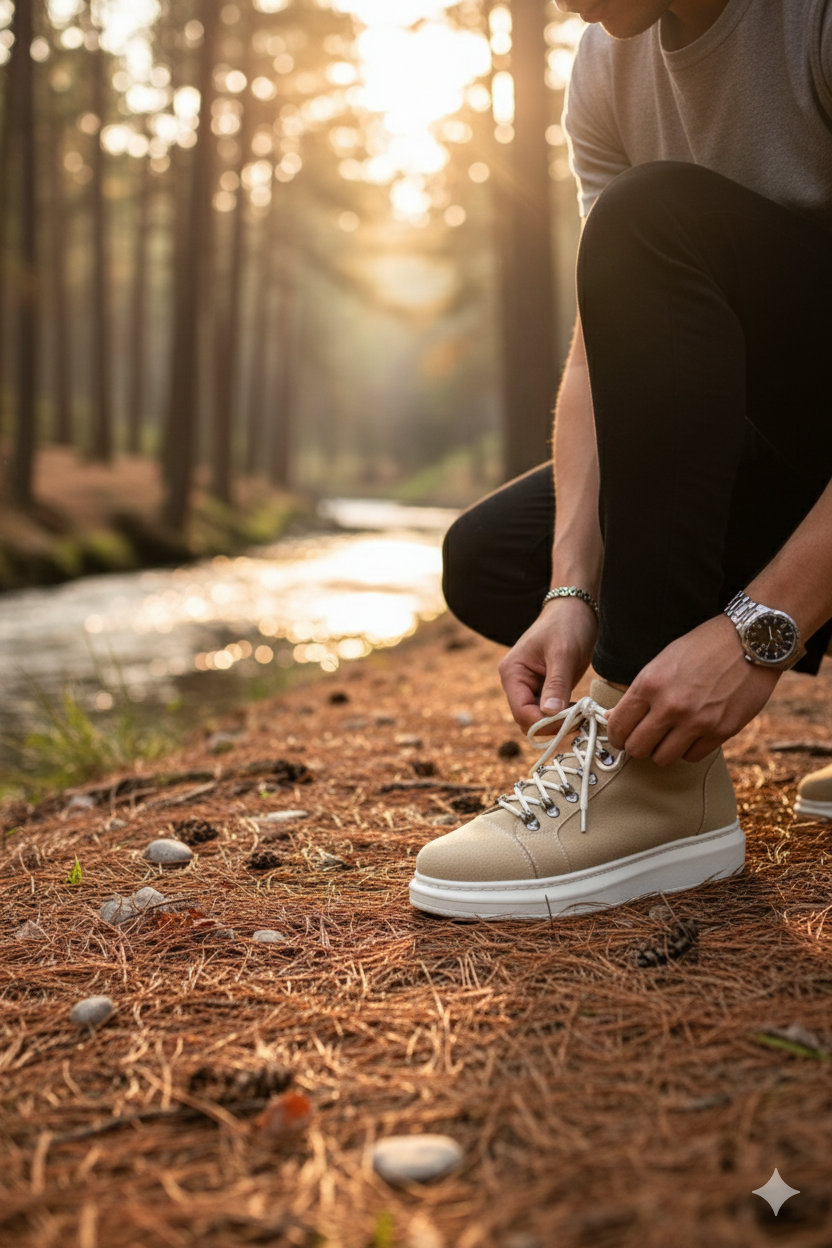 ZRJ206 Bağcıklı Krem Süet Erkek Spor Bot