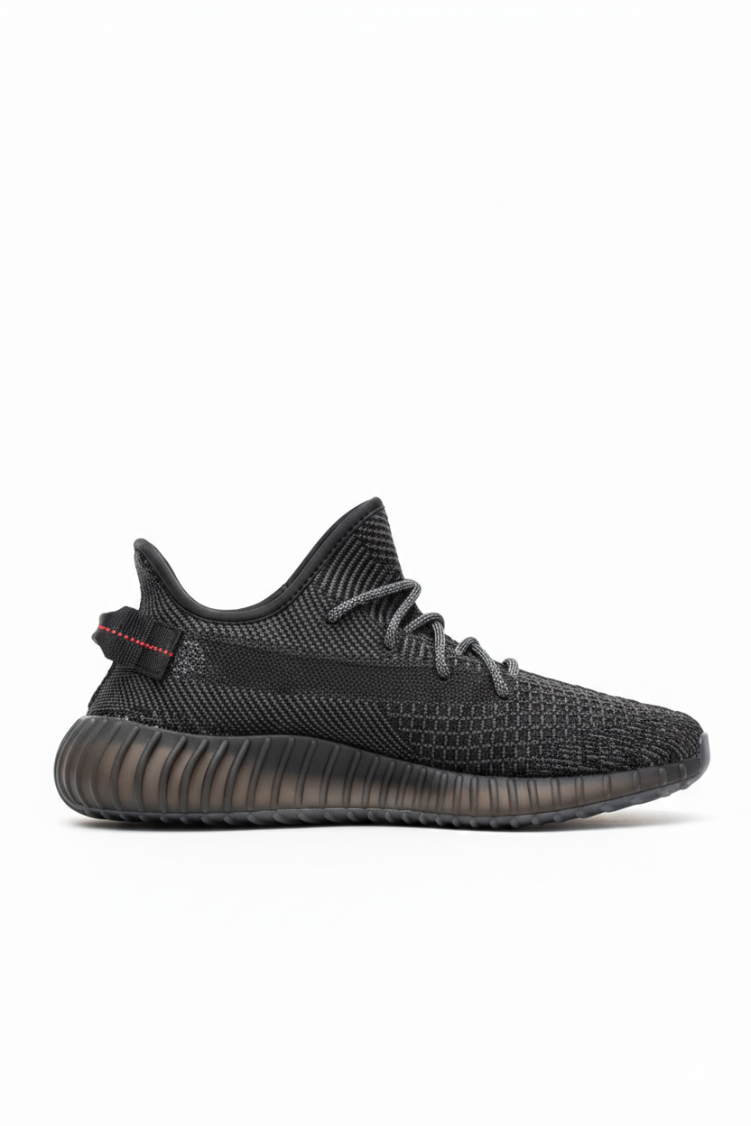 JY305 Pulse Lace-Up Knit Unisex Casual Sneakers - Black