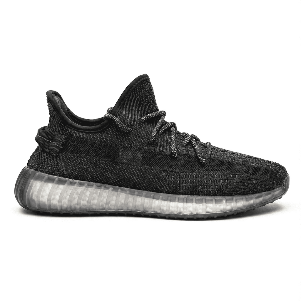 JY305 Pulse Lace-Up Knit Unisex Casual Sneakers - Black White