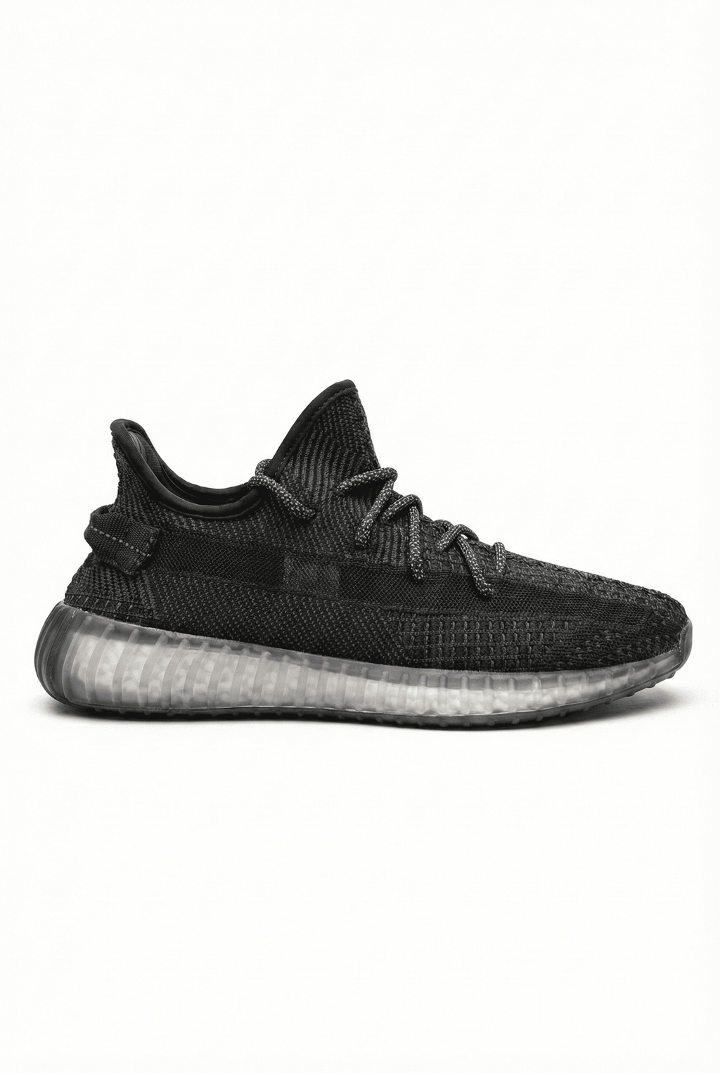 JY305 Pulse Lace-Up Knit Unisex Casual Sneakers - Black White