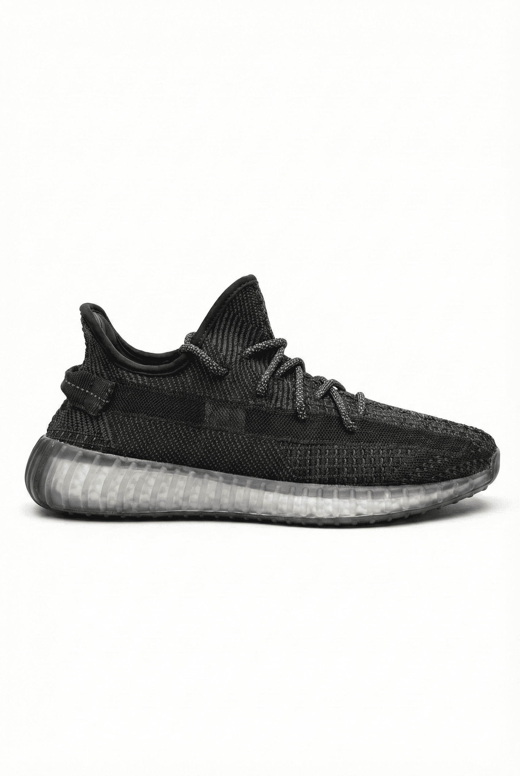 JY305 Pulse Lace-Up Knit Unisex Casual Sneakers - Black White
