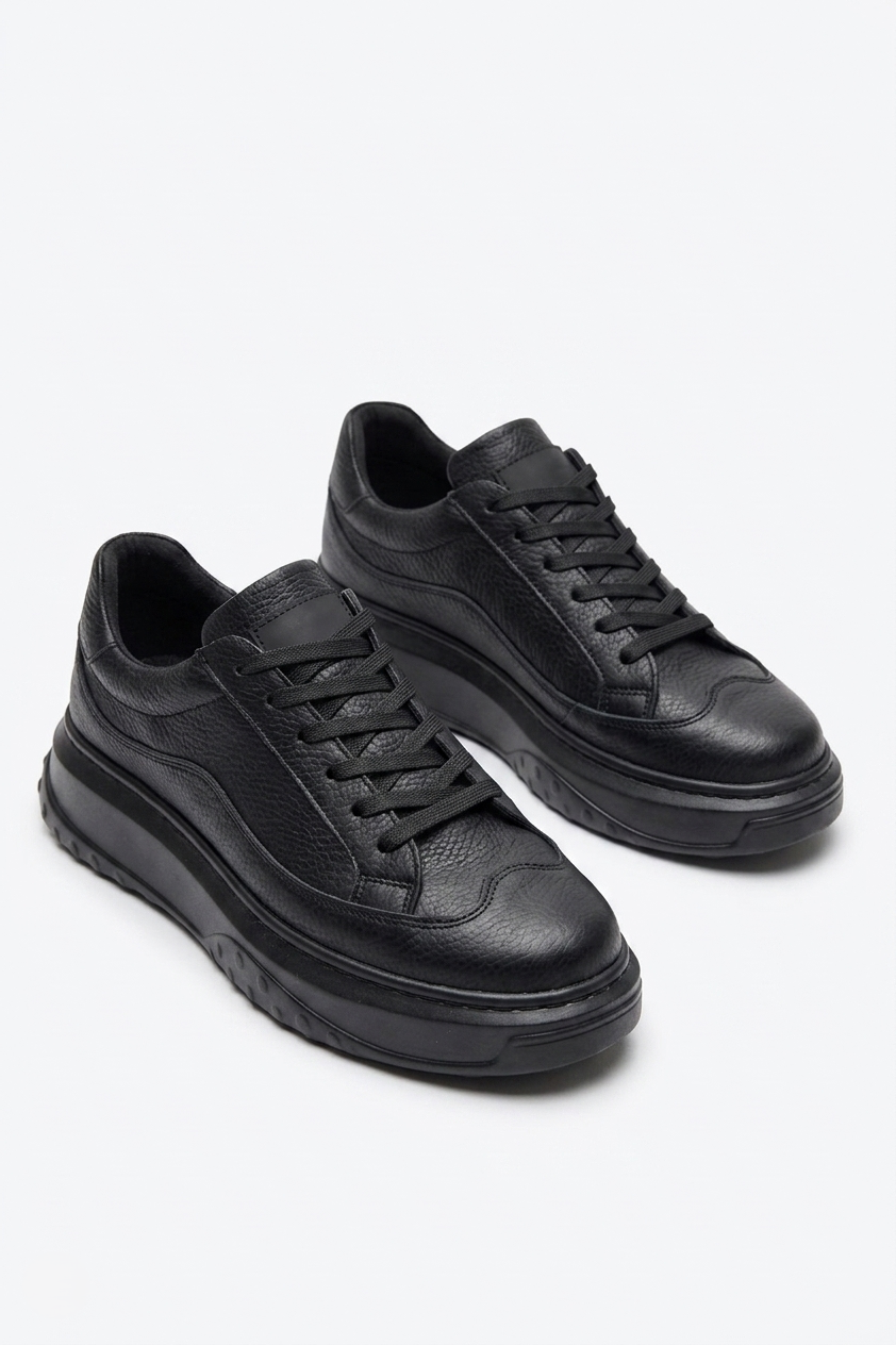 ZRJ507 Premium Comfort Bağcıklı Erkek Günlük Sneaker Siyah