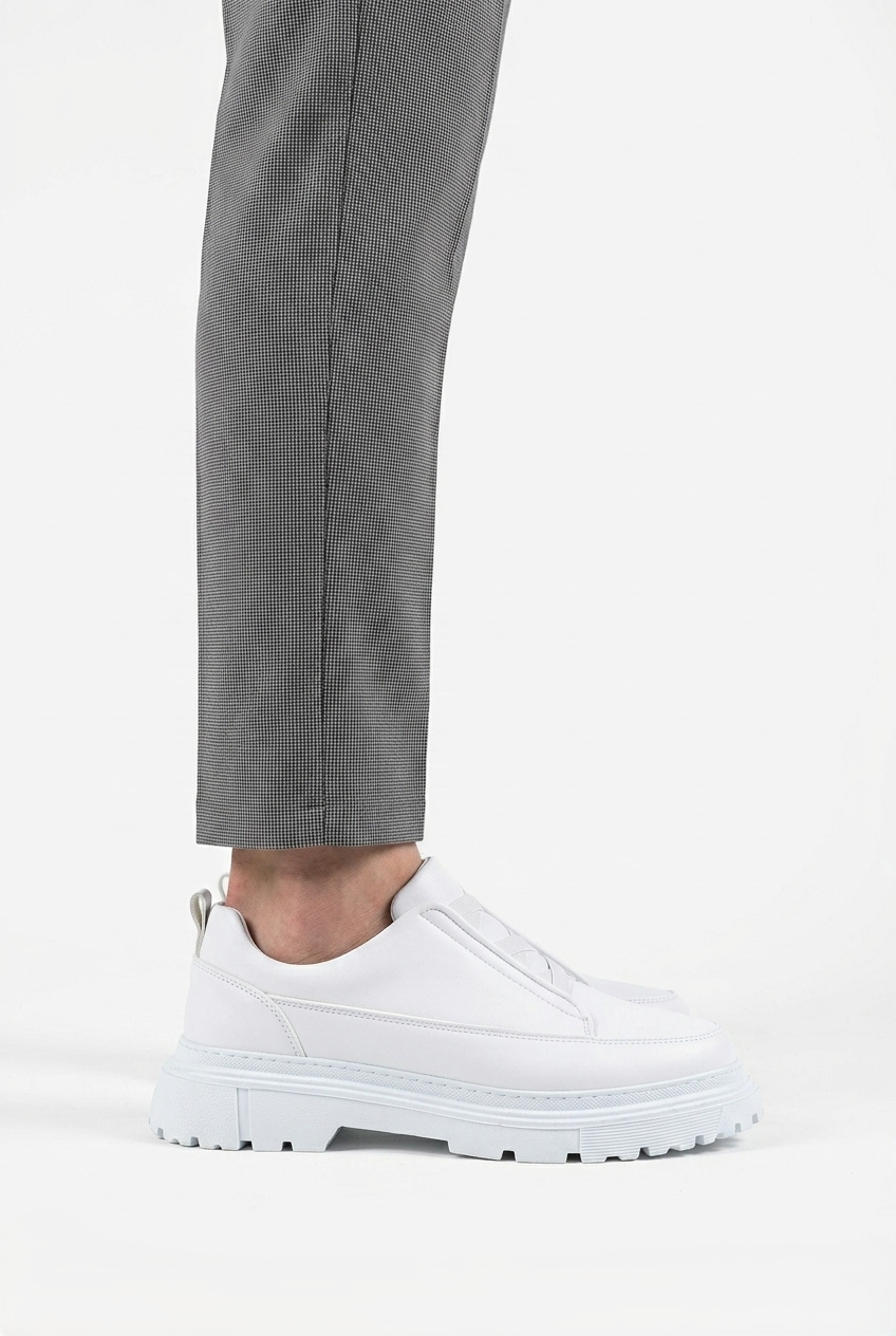 ZRK-703 Premium Beyaz Lastikli Günlük Erkek Casual Ayakkabı