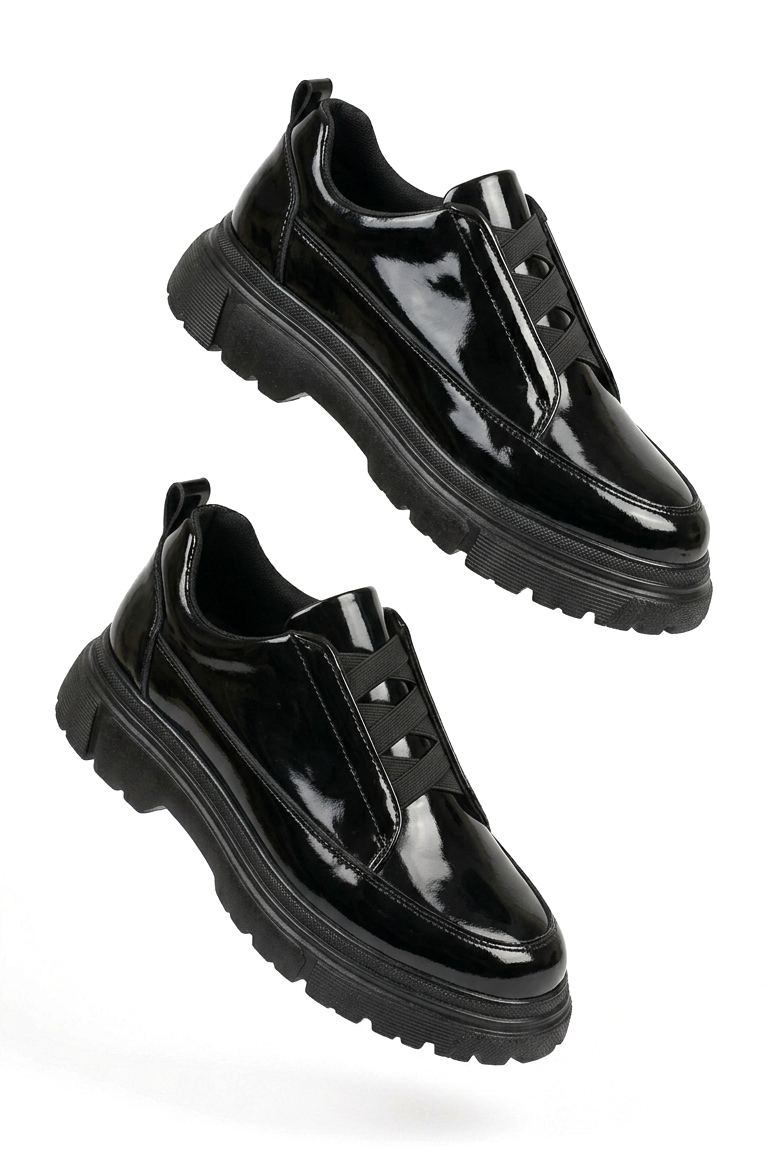 ZRK-703 Premium Siyah Rugan Lastikli Günlük Erkek Casual Ayakkabı