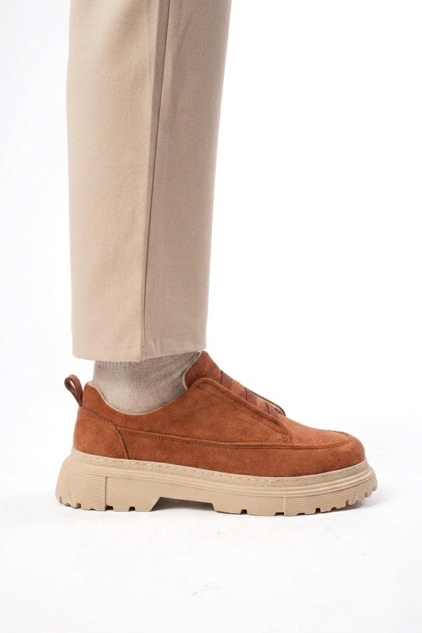 ZRK-703 Premium Taba Süet Lastikli Günlük Erkek Casual Ayakkabı