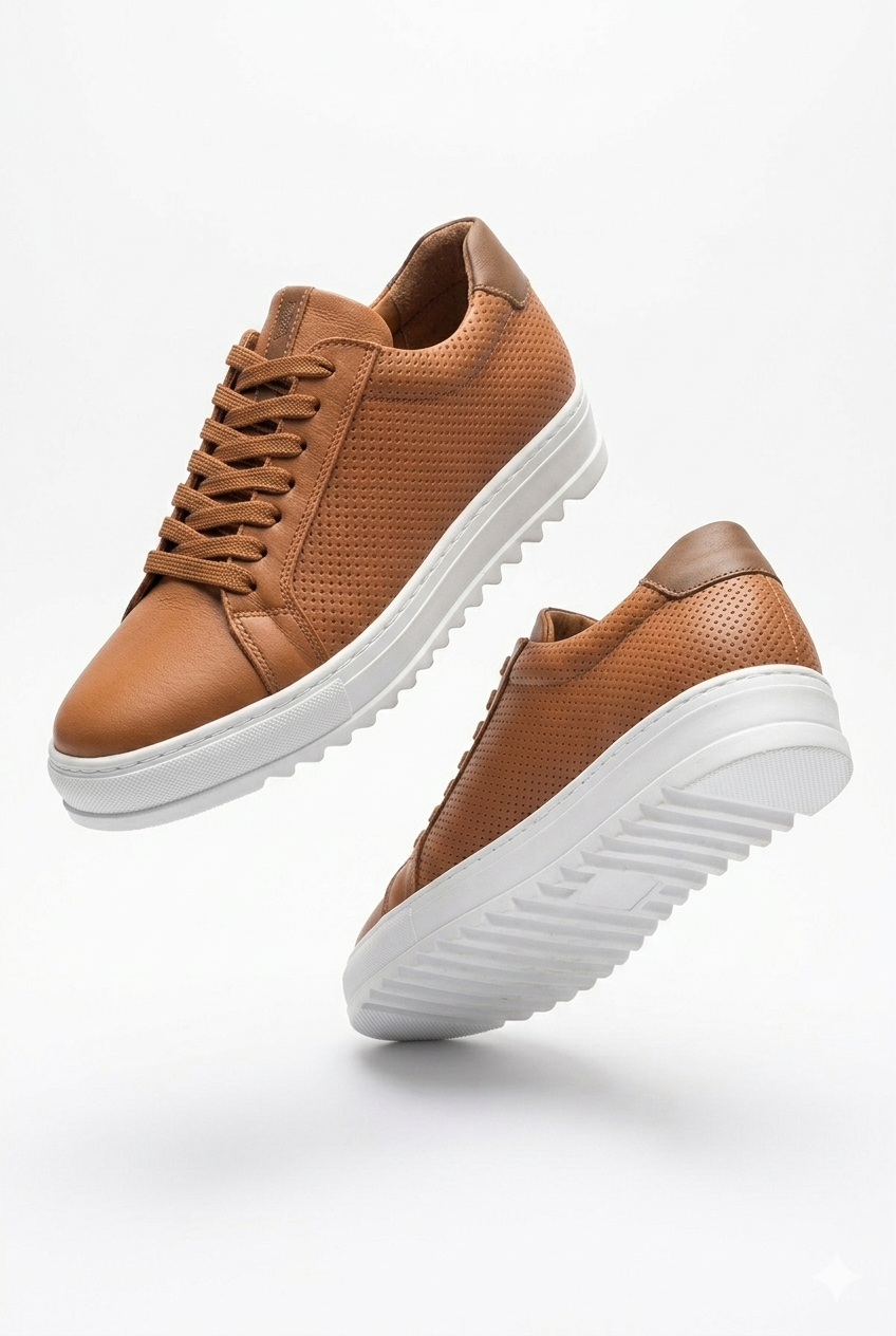 ZRK-DX2 Premium Taba Hakiki Deri Ortopedik Erkek Sneaker