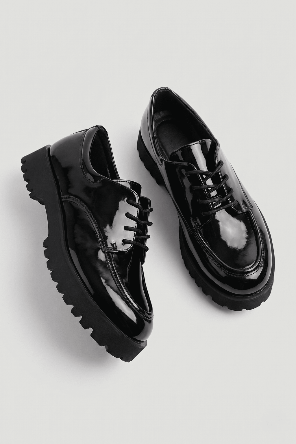 ZRK-KX6 Siyah Rugan Bağcıklı Günlük Unisex Casual Ayakkabı