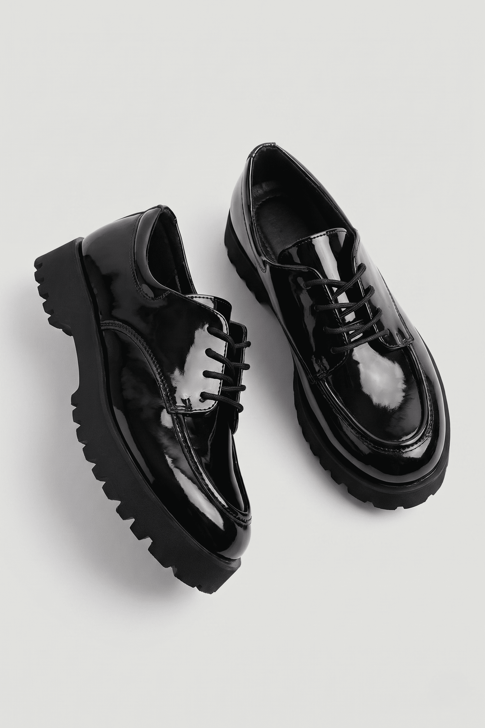 ZRK-KX6 Siyah Rugan Bağcıklı Günlük Unisex Casual Ayakkabı