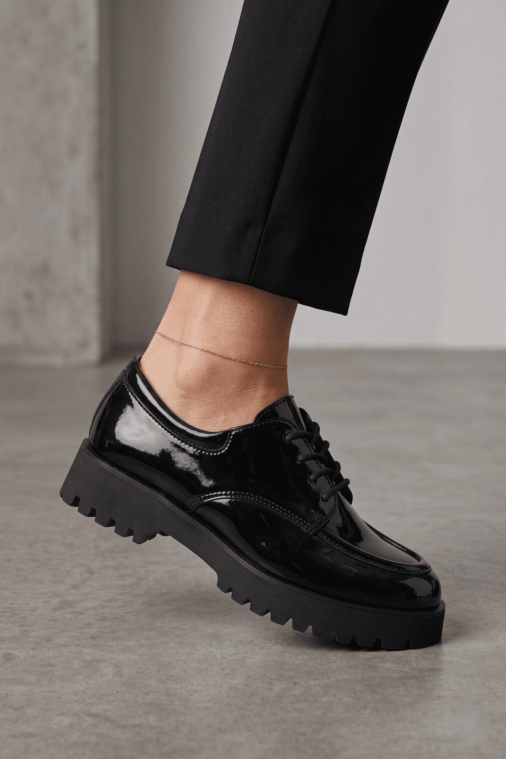 ZRK-KX6 Siyah Rugan Bağcıklı Günlük Unisex Casual Ayakkabı
