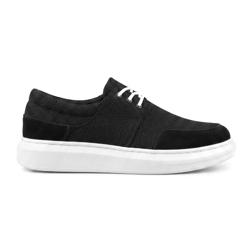 ZRK-X042 Premium Kalın Taban Bağcıklı Siyah Beyaz Günlük Casual Erkek Spor Ayakkabı
