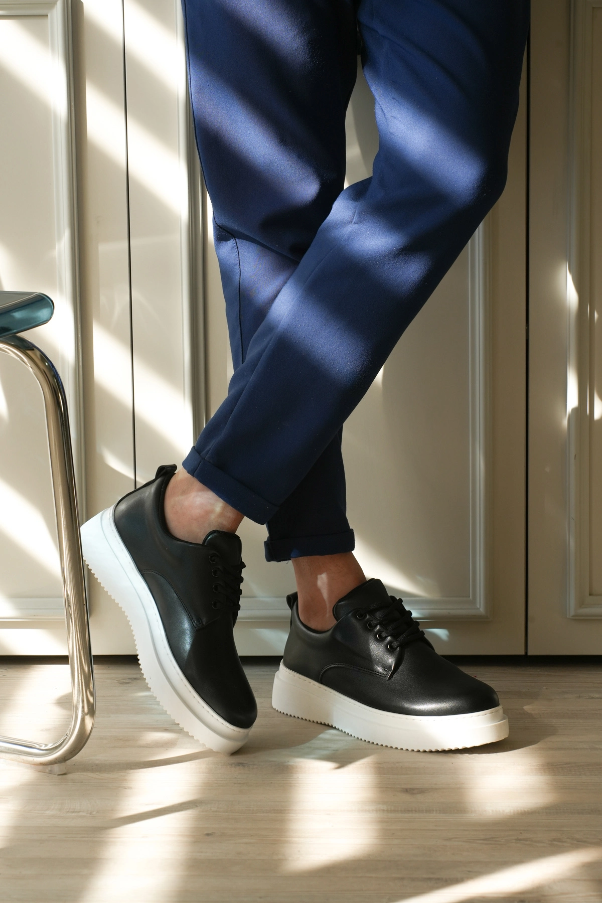 ZRK-X16 Yüksek Kalite Kalın Taban Siyah Beyaz Günlük Erkek Klasik Casual Ayakkabı