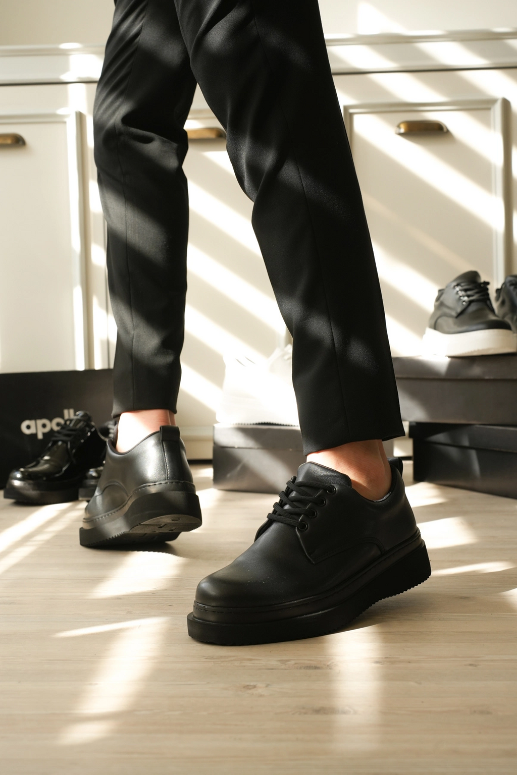 ZRK-X16 Yüksek Kalite Kalın Taban Siyah Günlük Erkek Klasik Casual Ayakkabı