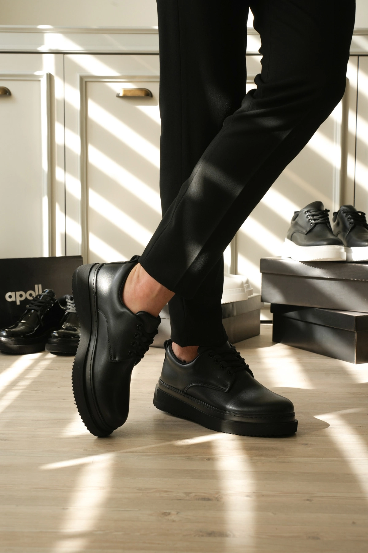 ZRK-X16 Yüksek Kalite Kalın Taban Siyah Günlük Erkek Klasik Casual Ayakkabı