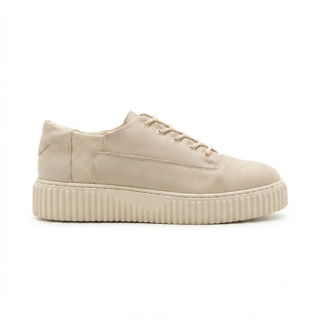 ZRK-X516 Premium Yüksek Kalite Kalın Taban Bej Süet Günlük Erkek Sneaker