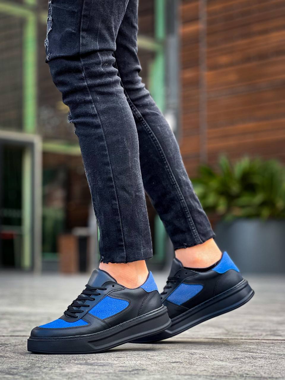 ZRK-X8 Yüksek Kalite Kalın Taban Siyah Mavi Süet Günlük Erkek Sneaker