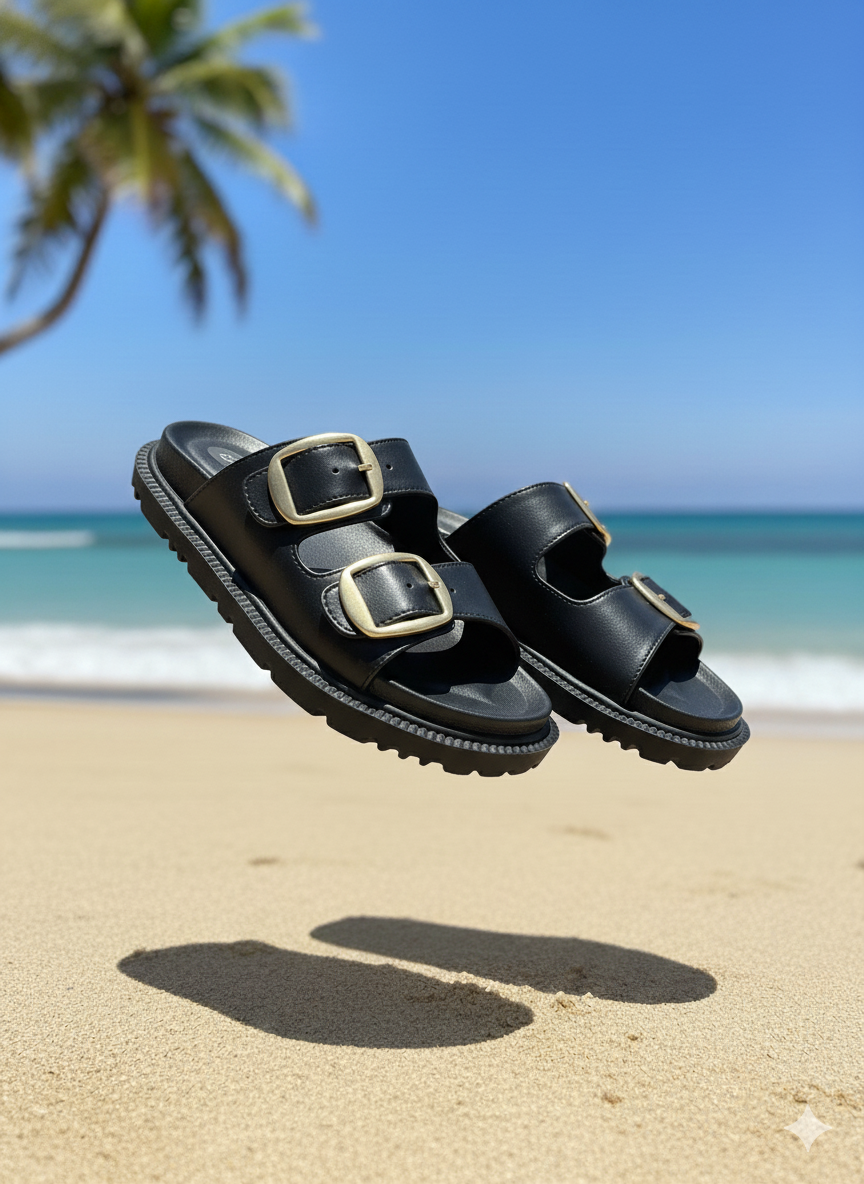 ZRKX-1 Siyah Plaj Yazlık Günlük Kadın Terlik