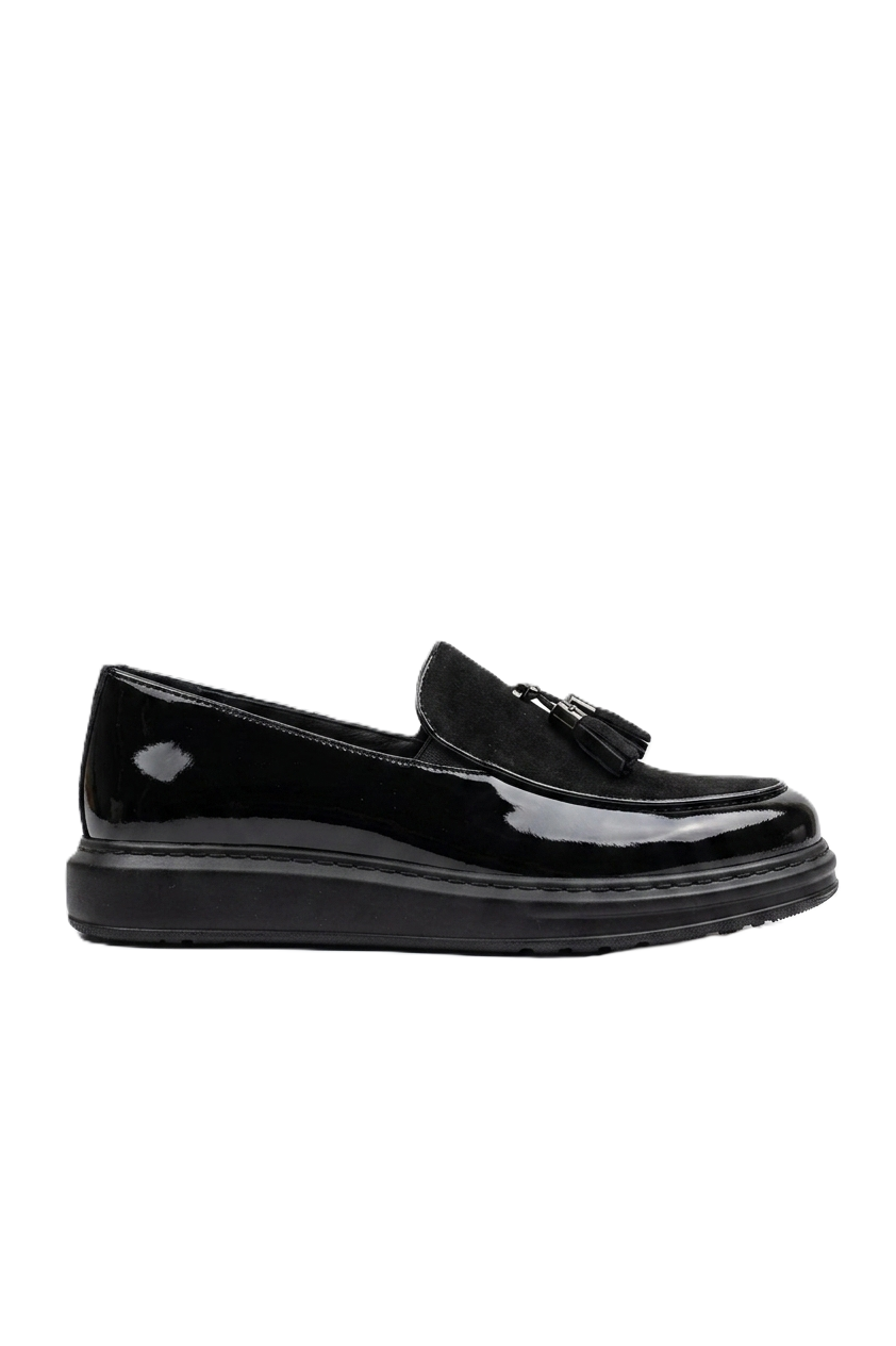 ZRN002 Premium Günlük Erkek Loafer Siyah Rugan