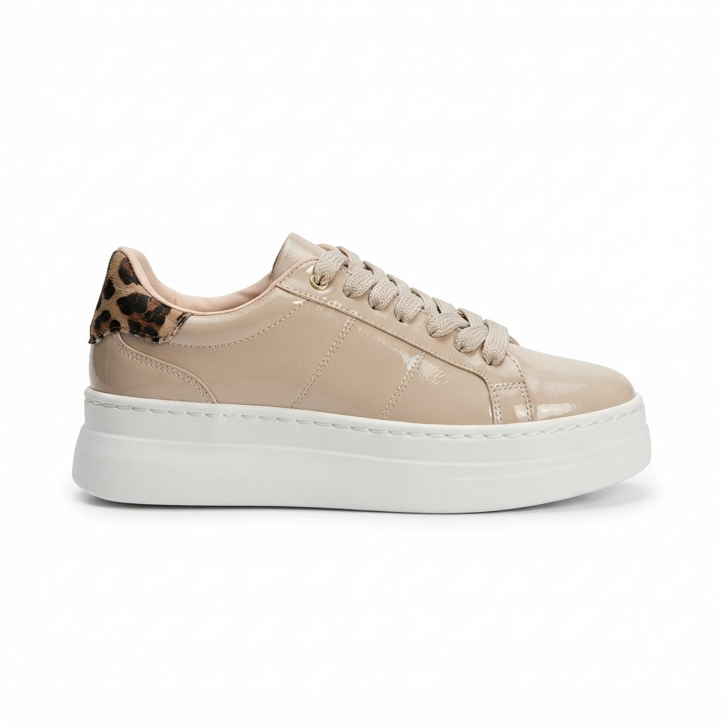 ZRNE-001 Premium Bej Rugan Bağcıklı Kadın Sneaker