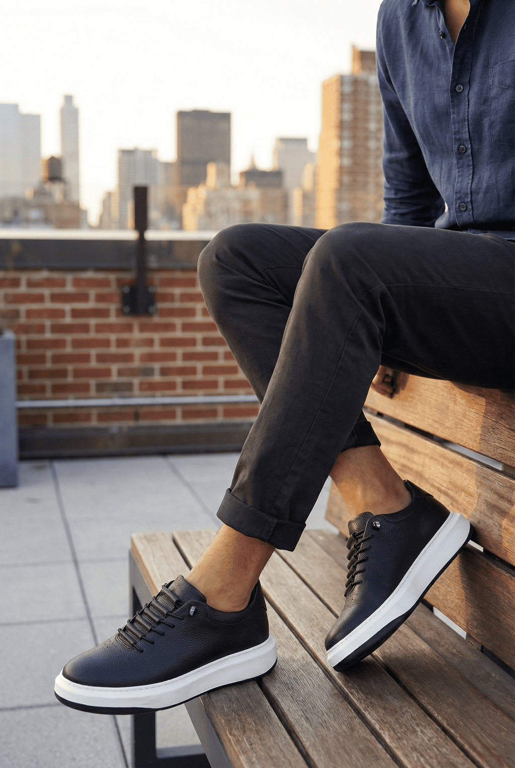 ZRNR-404 Urban Comfort Premium Bağcıksız Günlük Erkek Sneaker Siyah Beyaz